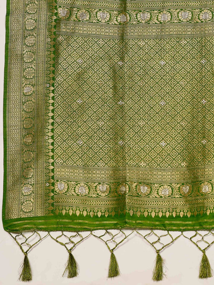Green Woven Design Art Silk Saree