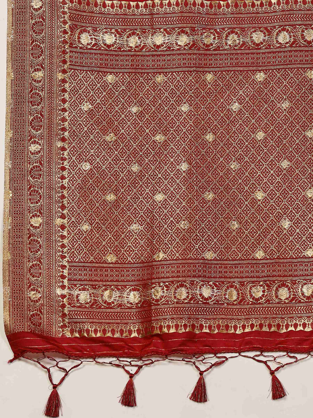 Magenta Woven Design Art Silk Saree