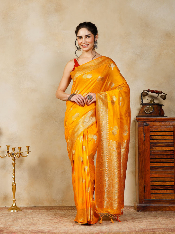 Mustard Woven Design Art Silk Saree
