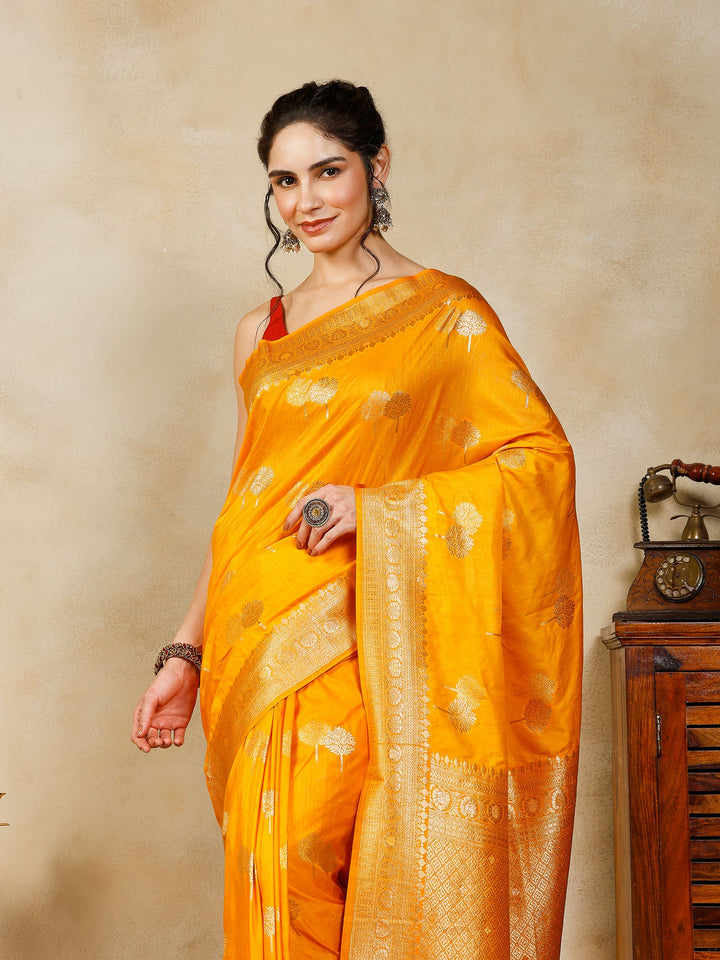 Mustard Woven Design Art Silk Saree
