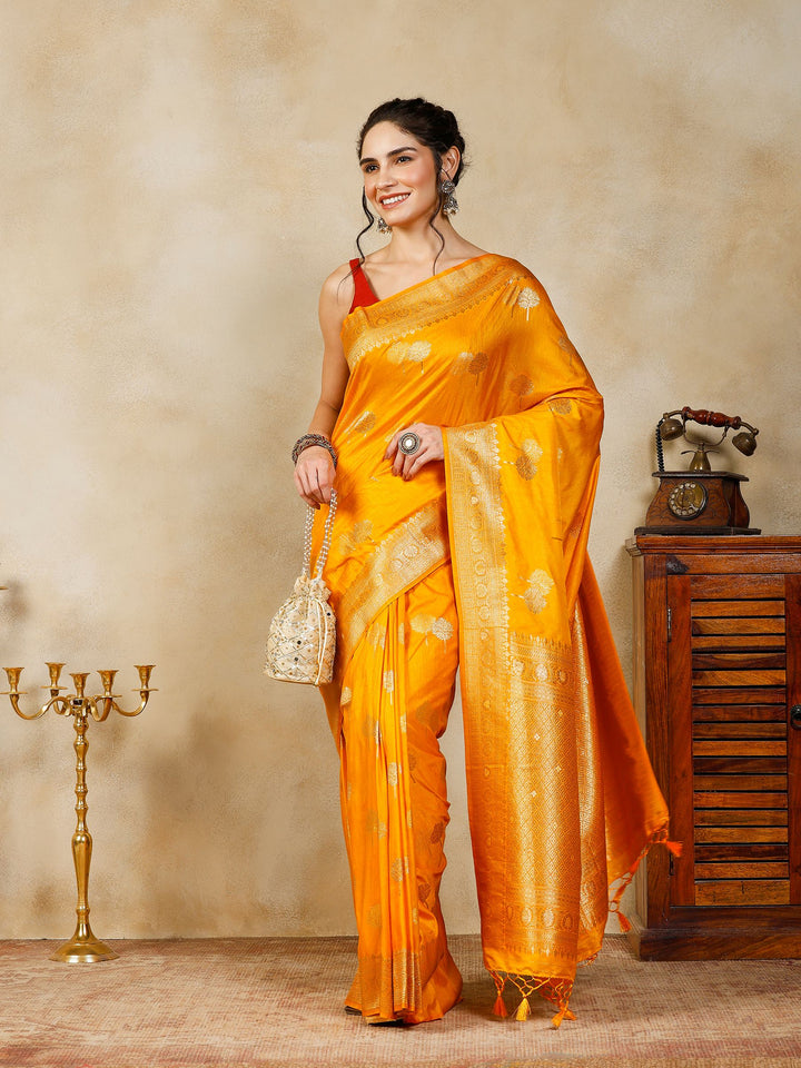 Mustard Woven Design Art Silk Saree