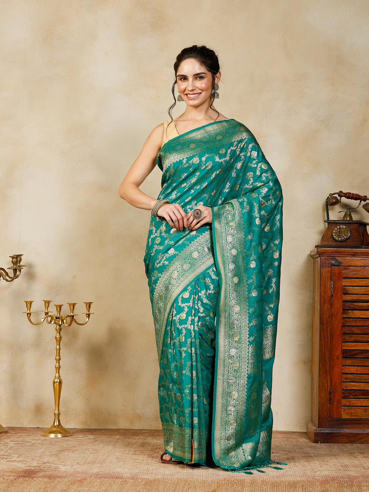 Green Woven Design Art Silk Saree