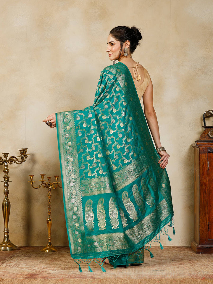 Green Woven Design Art Silk Saree