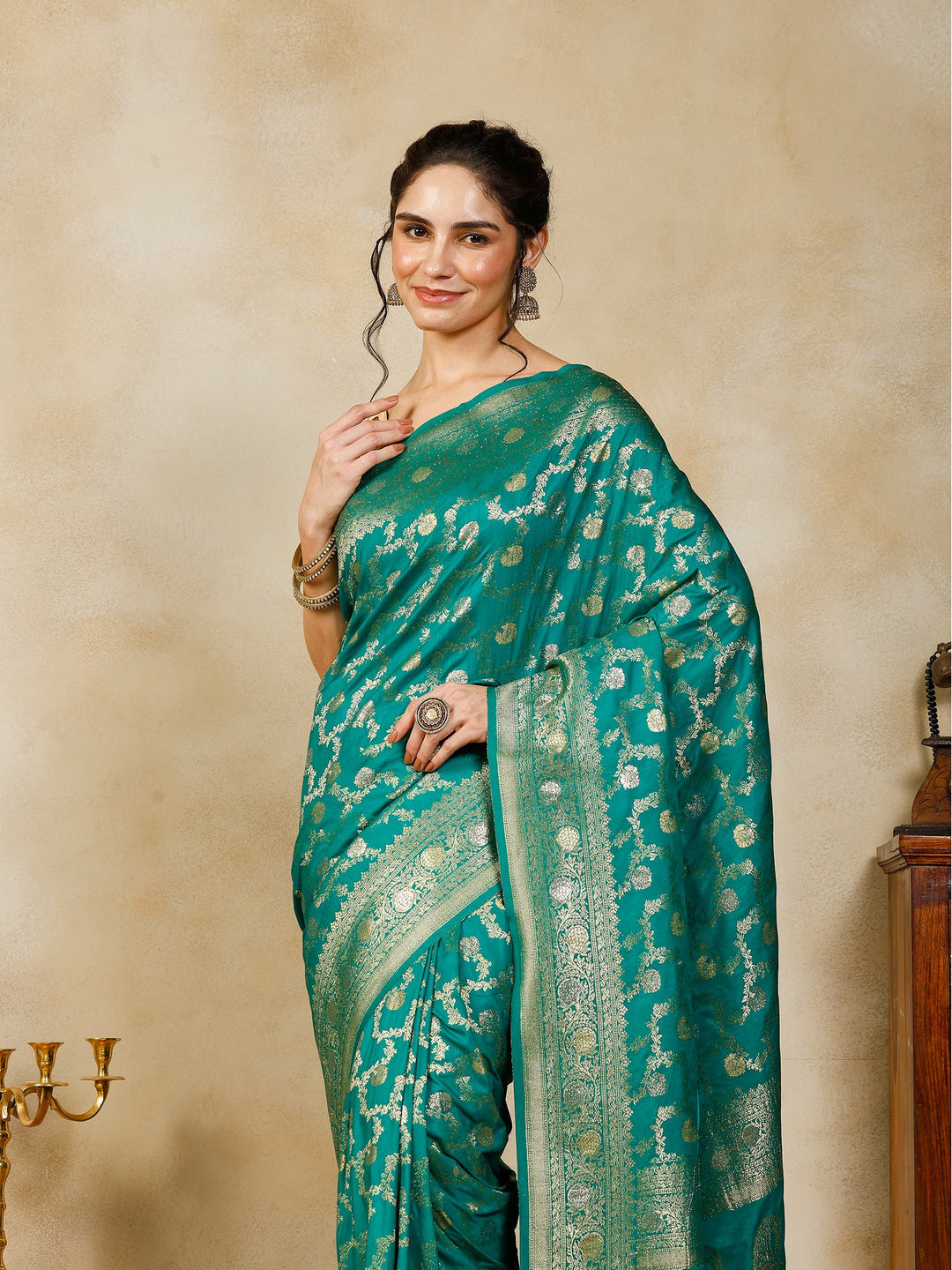 Green Woven Design Art Silk Saree