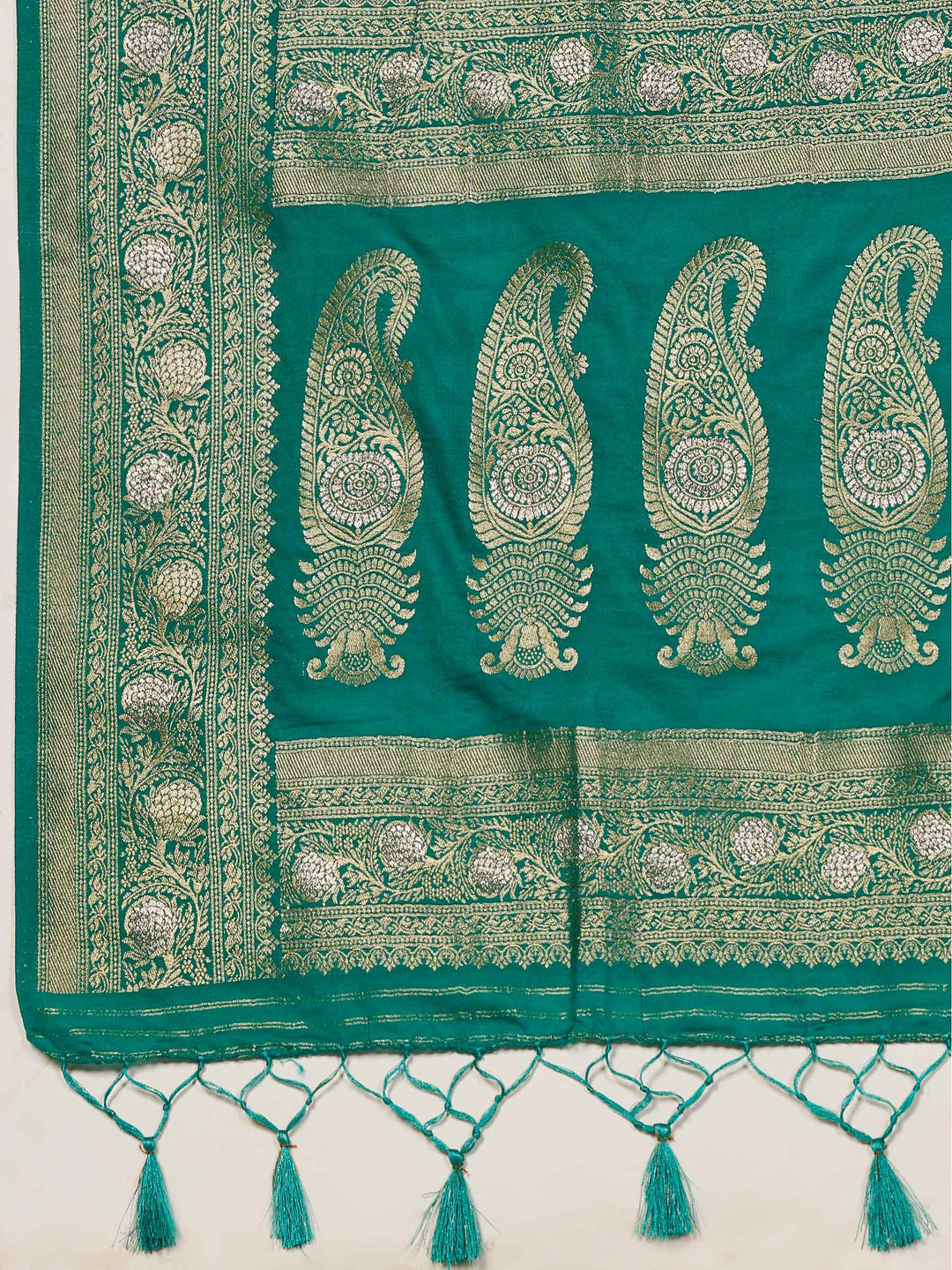 Green Woven Design Art Silk Saree