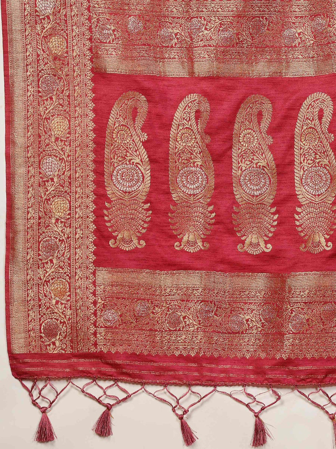 Magenta Woven Design Art Silk Saree