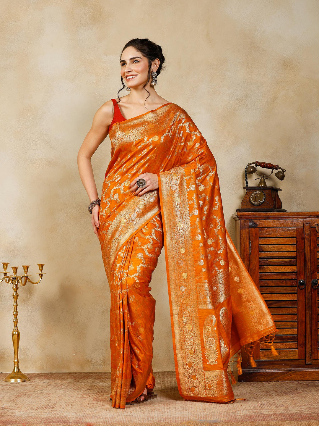 Mustard Woven Design Art Silk Saree