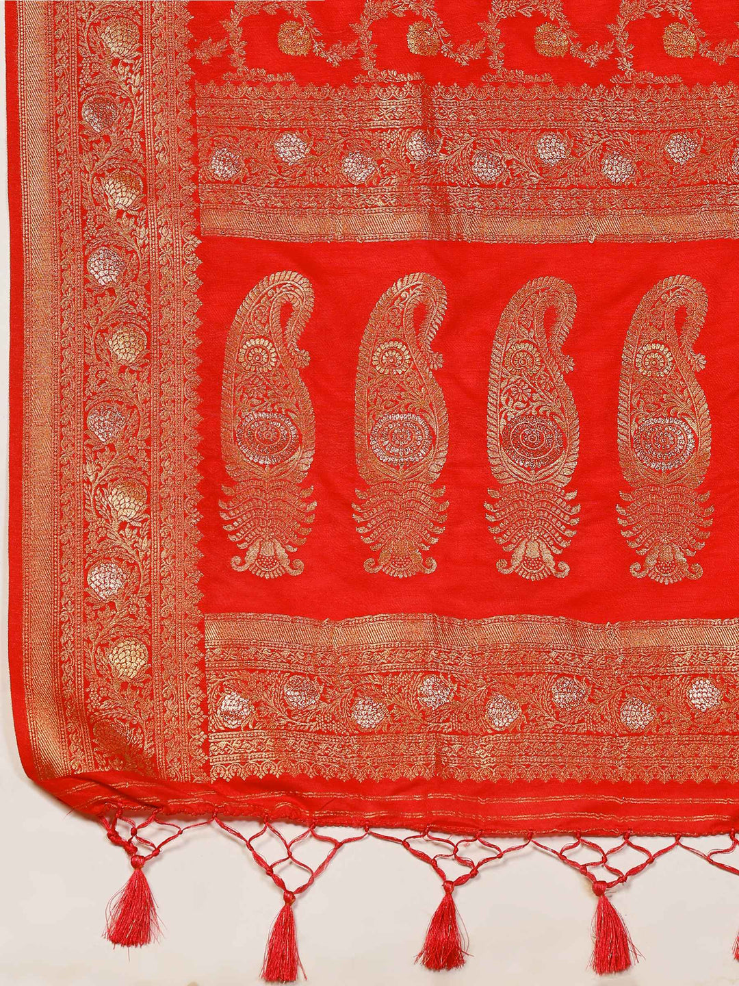 Red Woven Design Art Silk Saree
