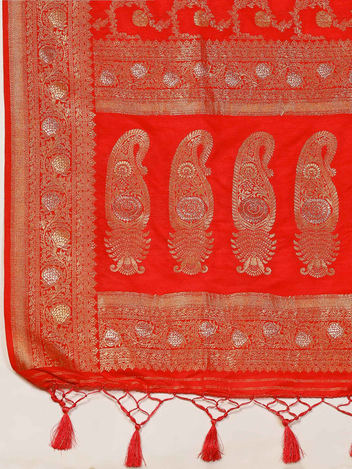 Red Woven Design Art Silk Saree