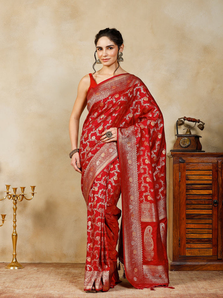 Wine Woven Design Art Silk Saree