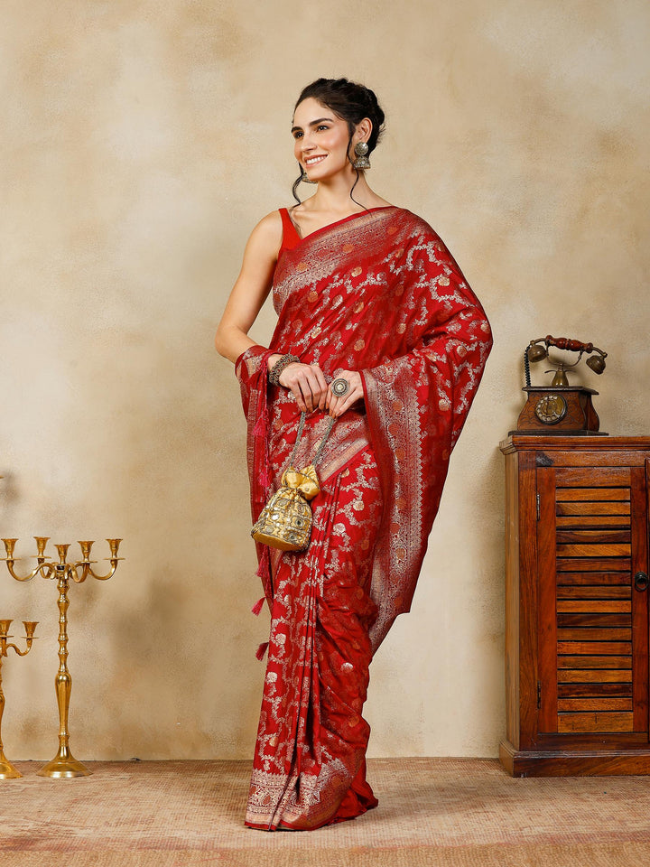 Wine Woven Design Art Silk Saree