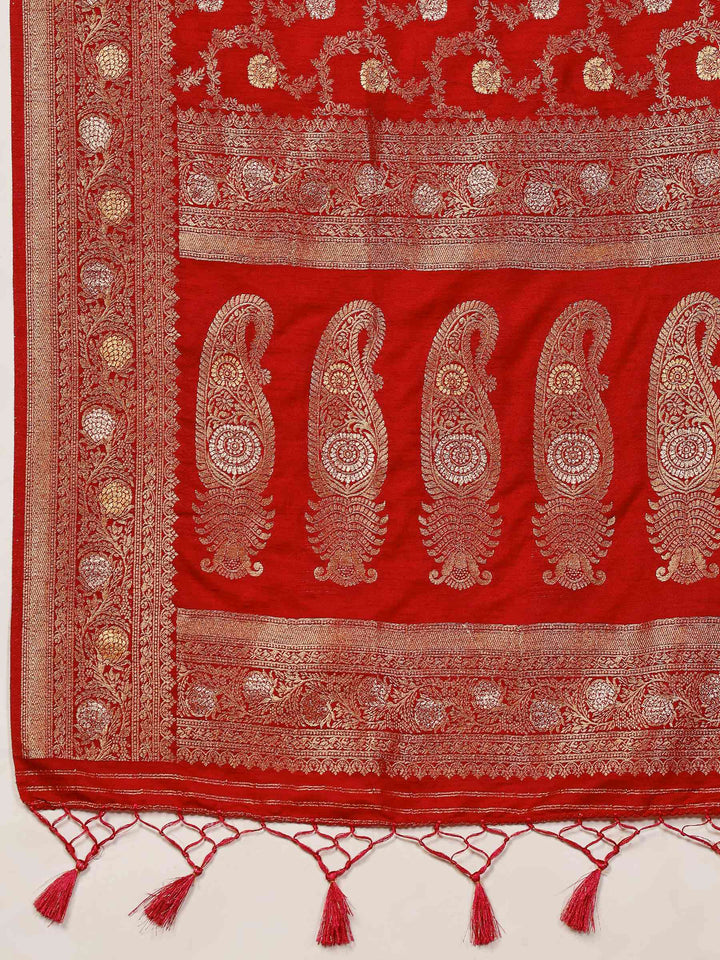 Wine Woven Design Art Silk Saree