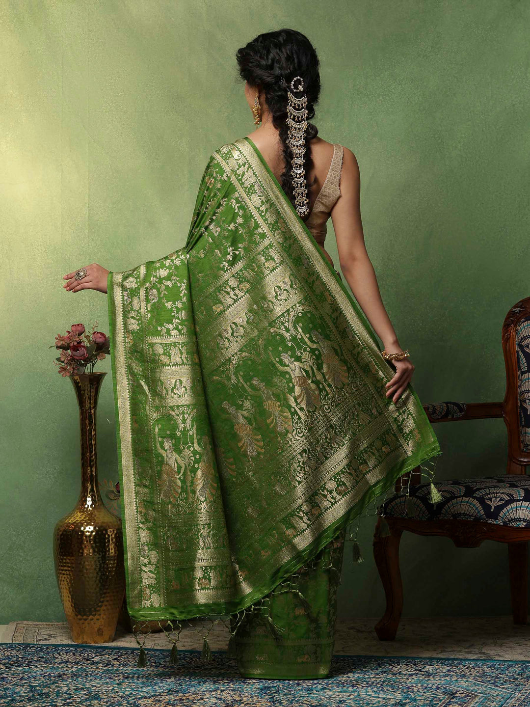 Green Woven Design Art Silk Saree