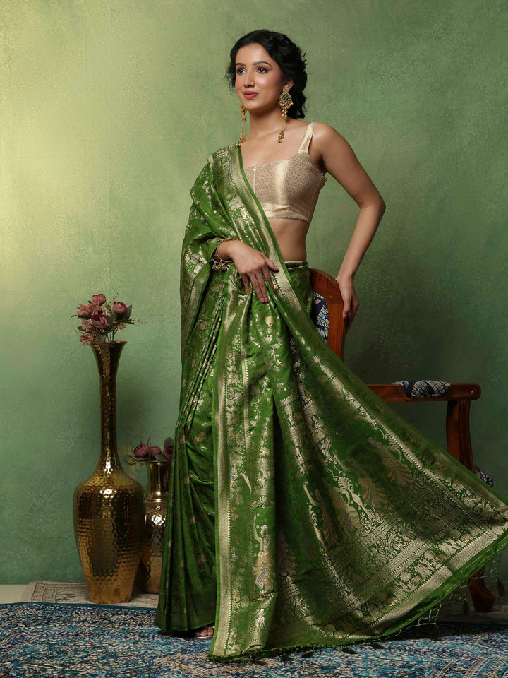 Green Woven Design Art Silk Saree