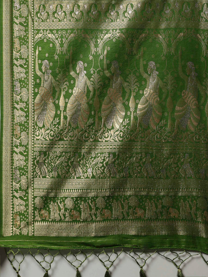 Green Woven Design Art Silk Saree