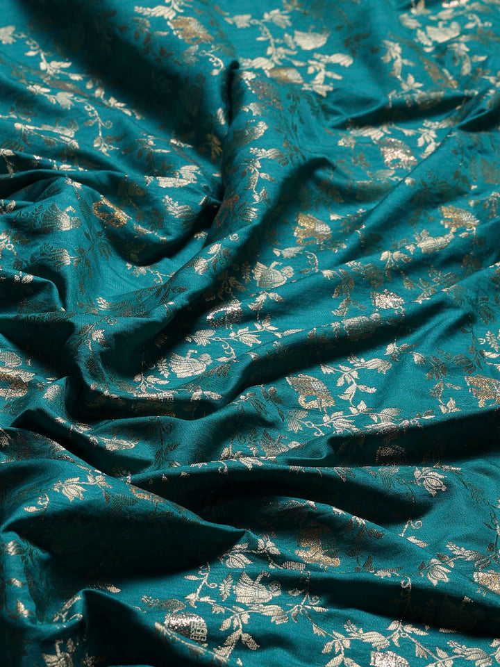 Lake Blue Woven Design Art Silk Saree