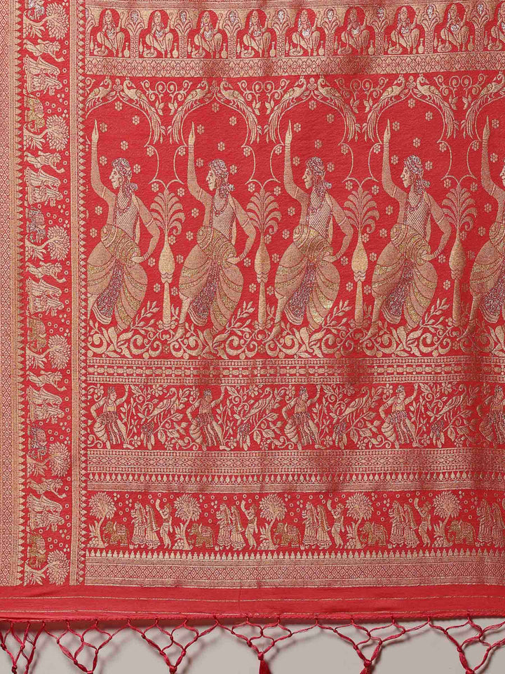 Pink Woven Design Art Silk Saree