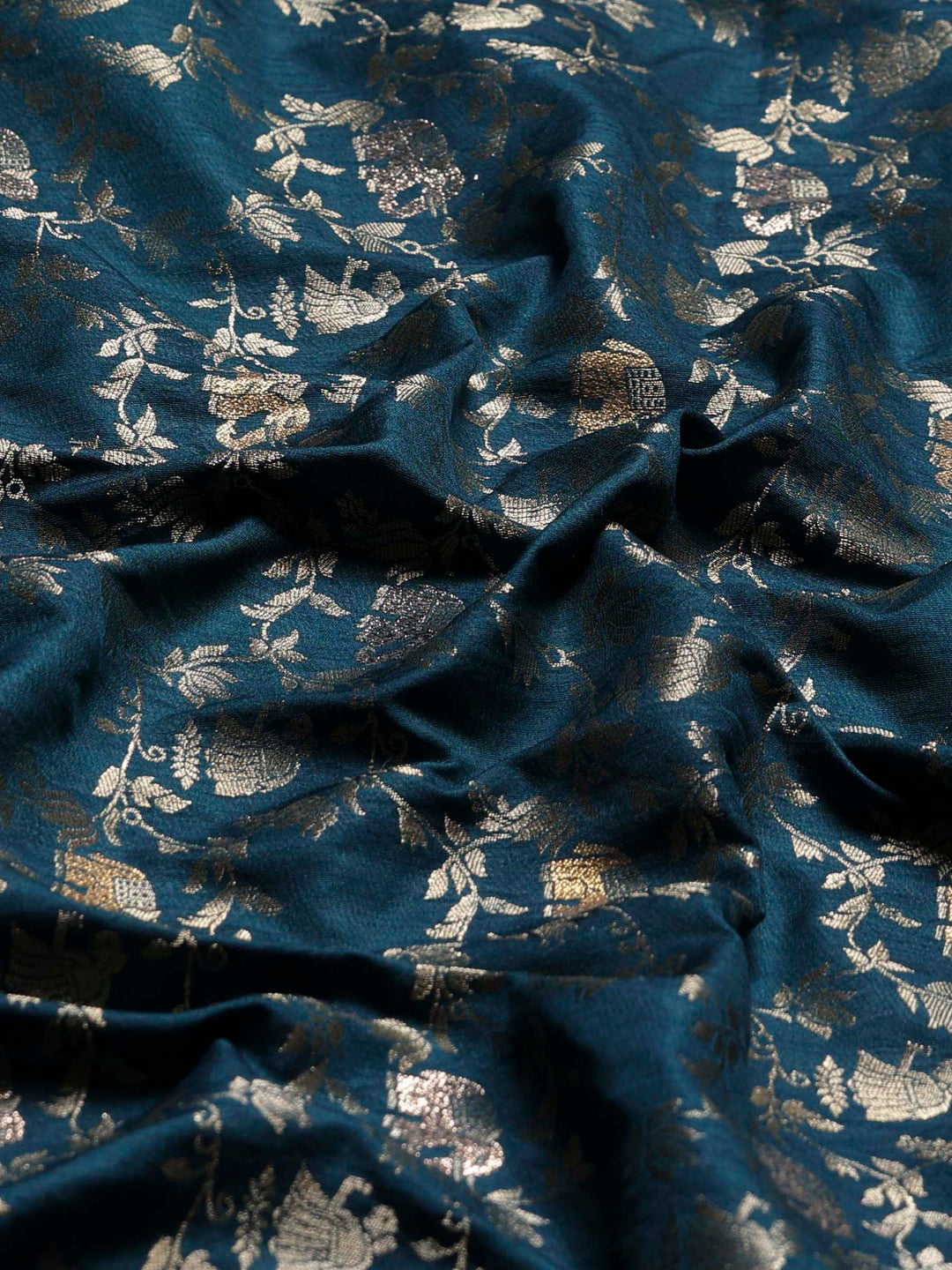 Teal Blue Woven Design Art Silk Saree