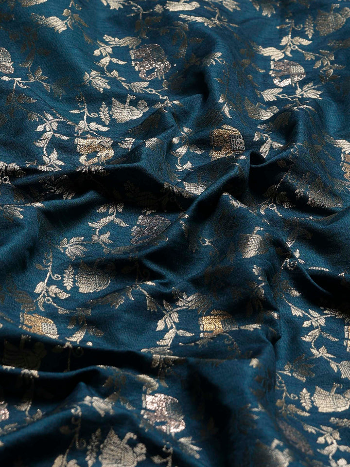 Teal Blue Woven Design Art Silk Saree