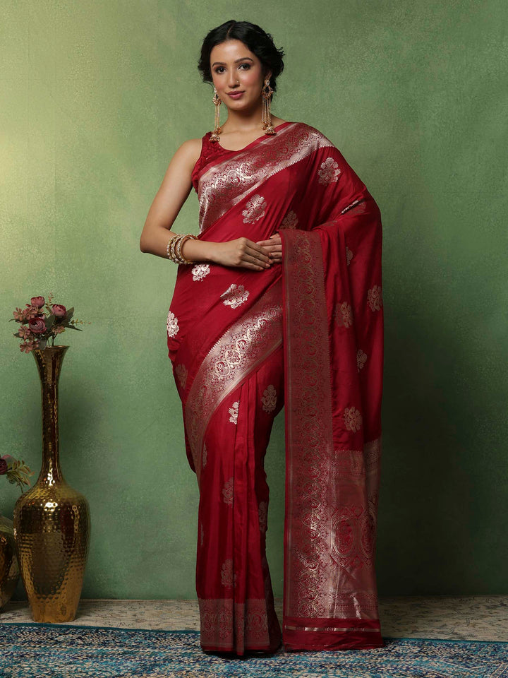 Wine Woven Design Art Silk Saree