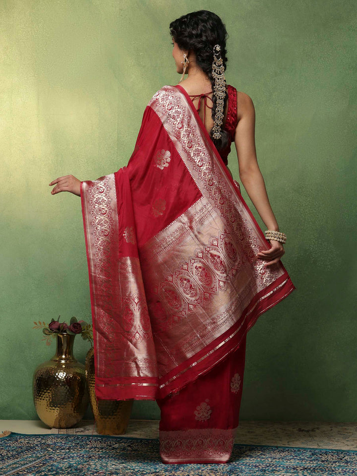 Wine Woven Design Art Silk Saree