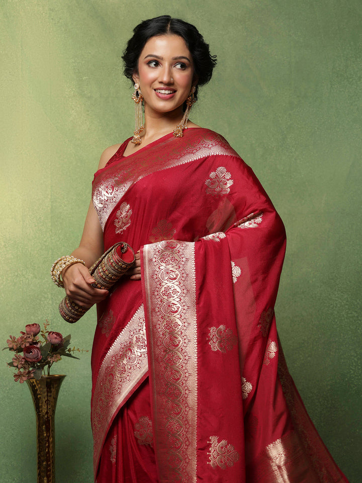 Wine Woven Design Art Silk Saree