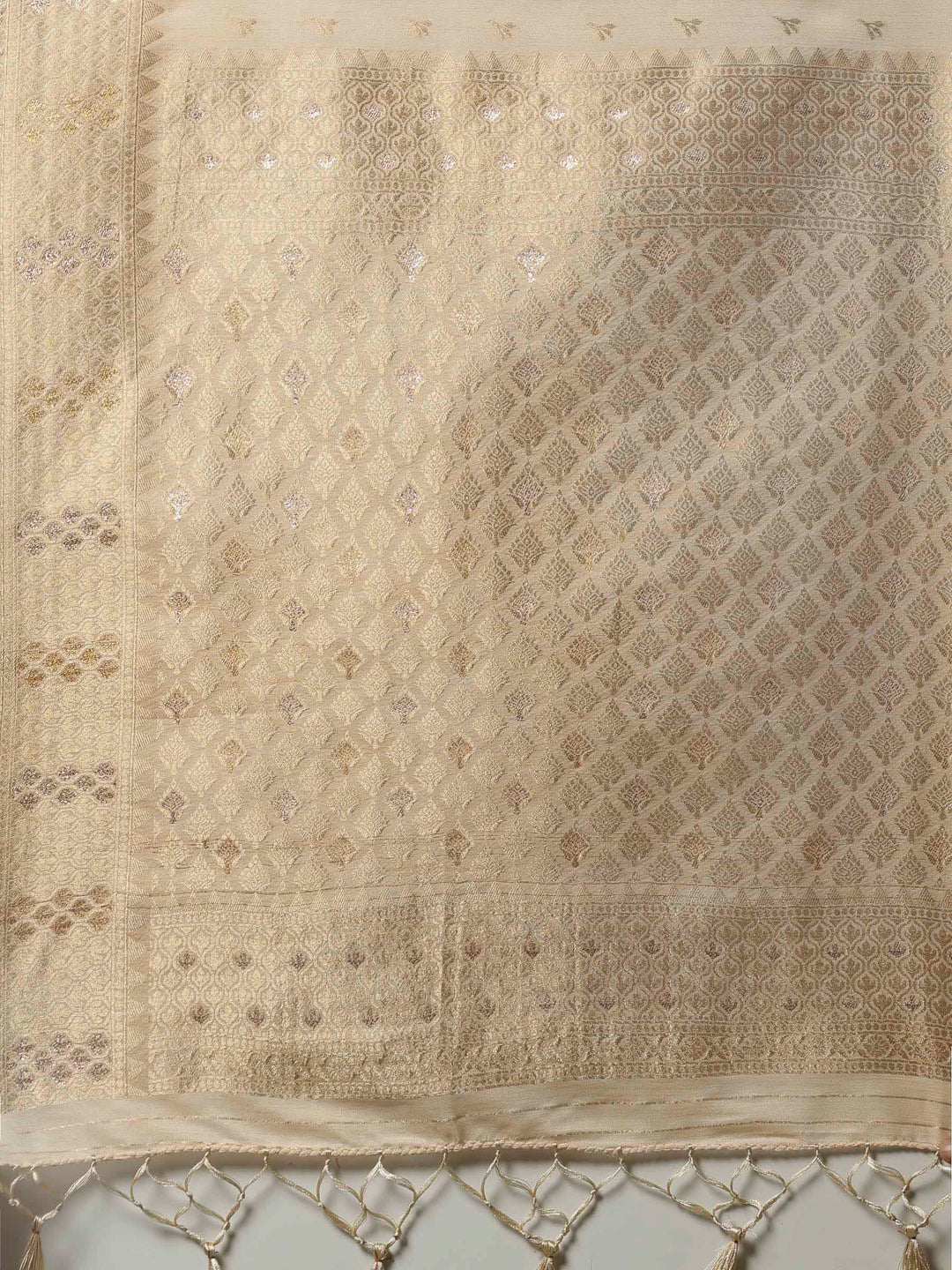Beige Woven Design Art Silk Saree