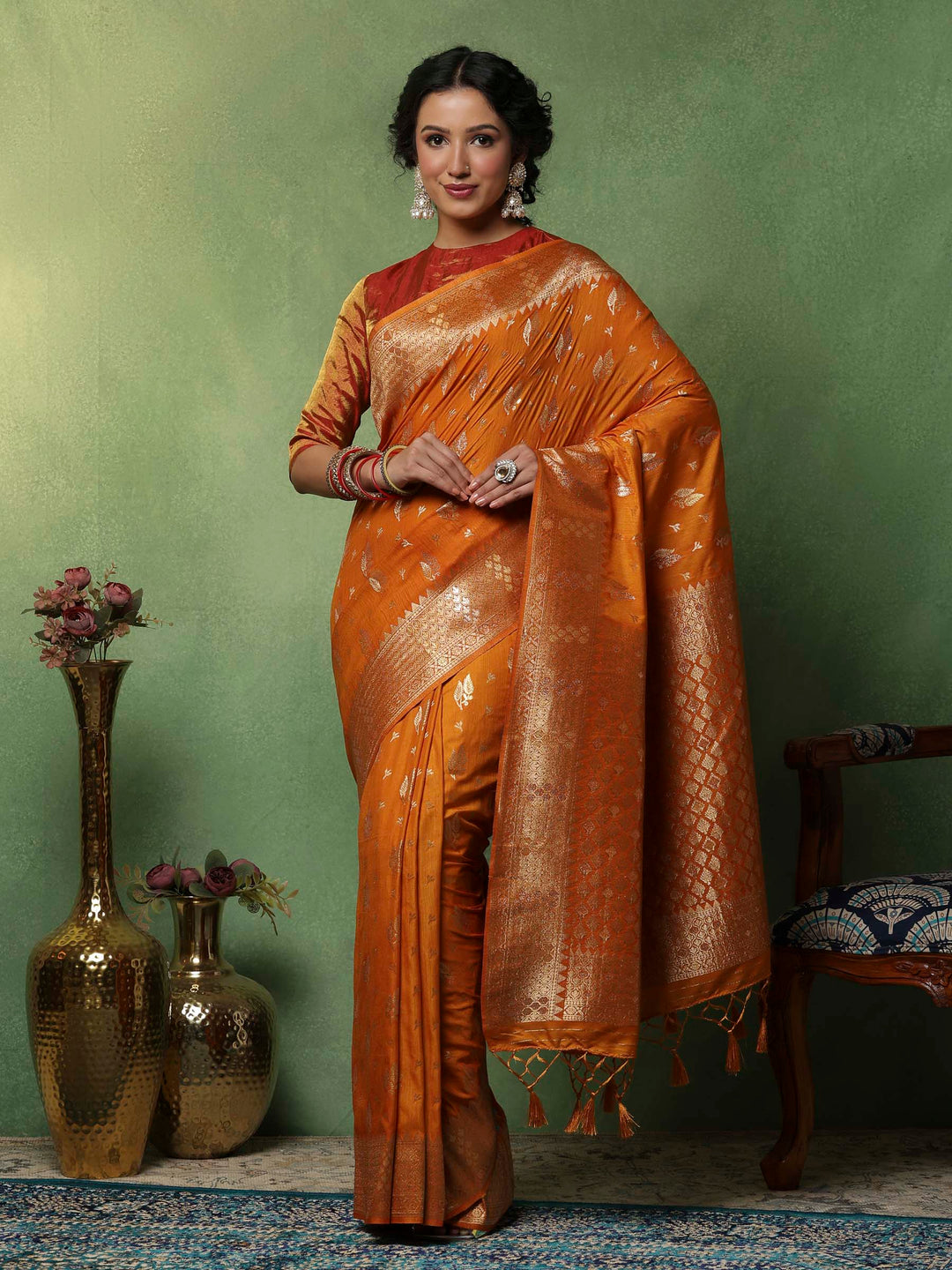 Mustard Woven Design Art Silk Saree