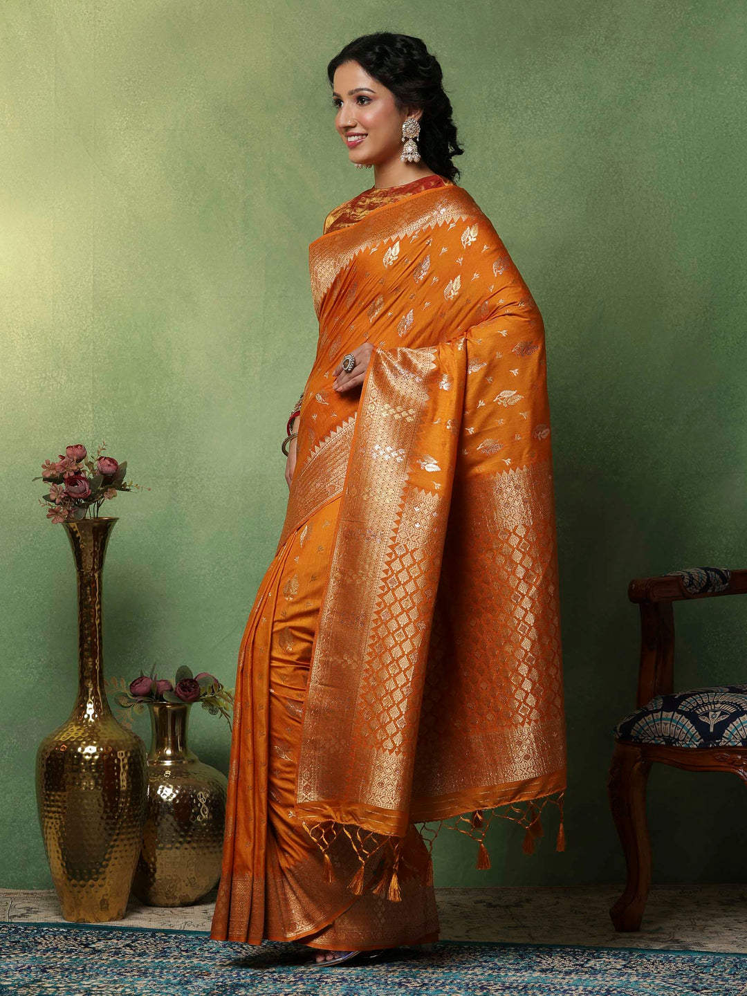 Mustard Woven Design Art Silk Saree