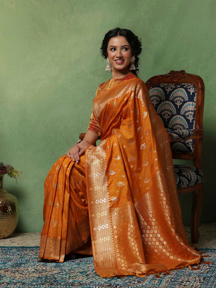 Mustard Woven Design Art Silk Saree