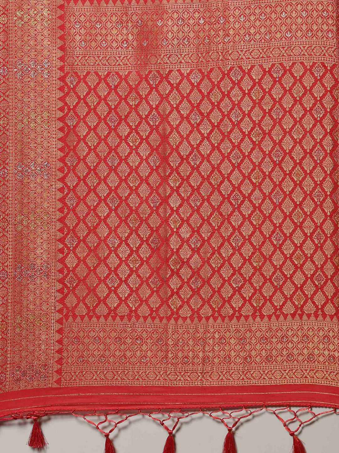 Pink Woven Design Art Silk Saree