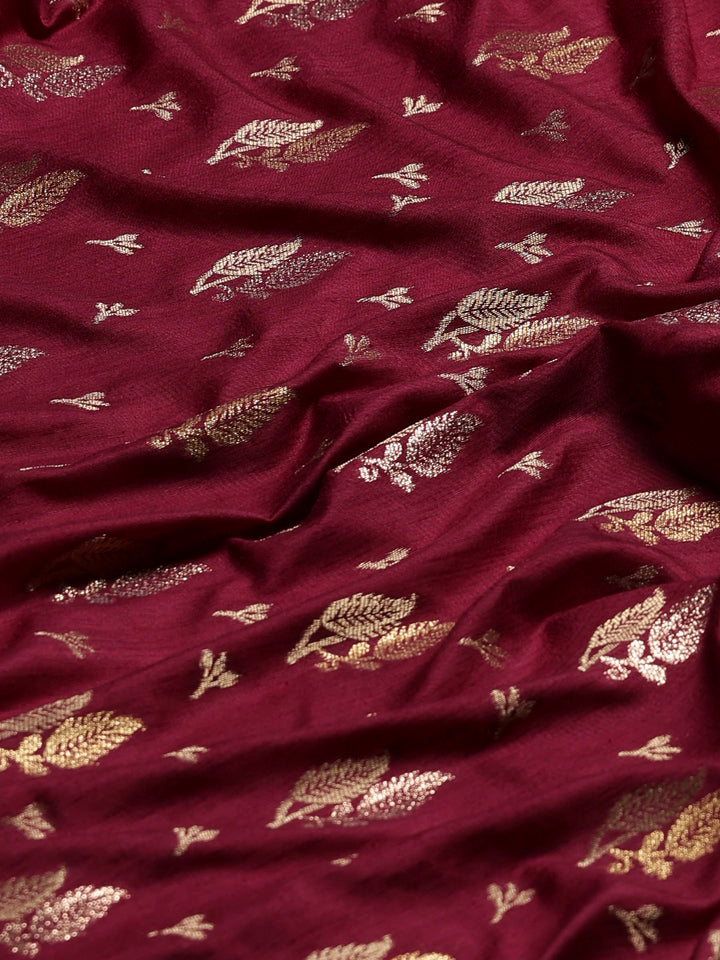 Wine Woven Design Art Silk Saree
