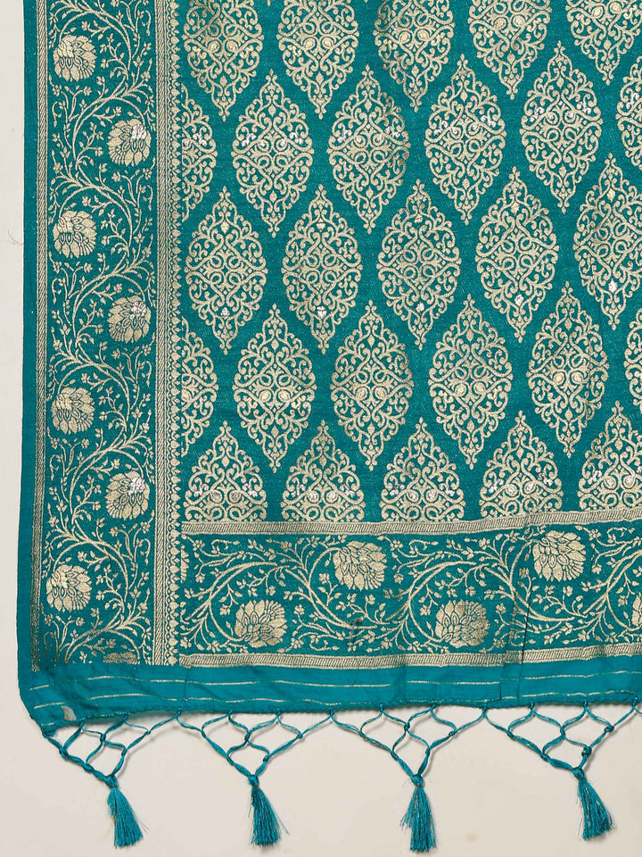 Lake Blue Woven Design Art Silk Saree
