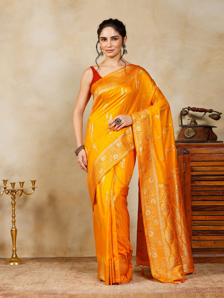 Mustard Woven Design Art Silk Saree