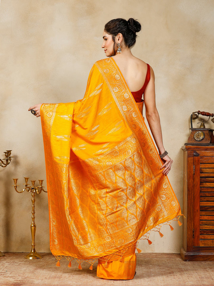 Mustard Woven Design Art Silk Saree