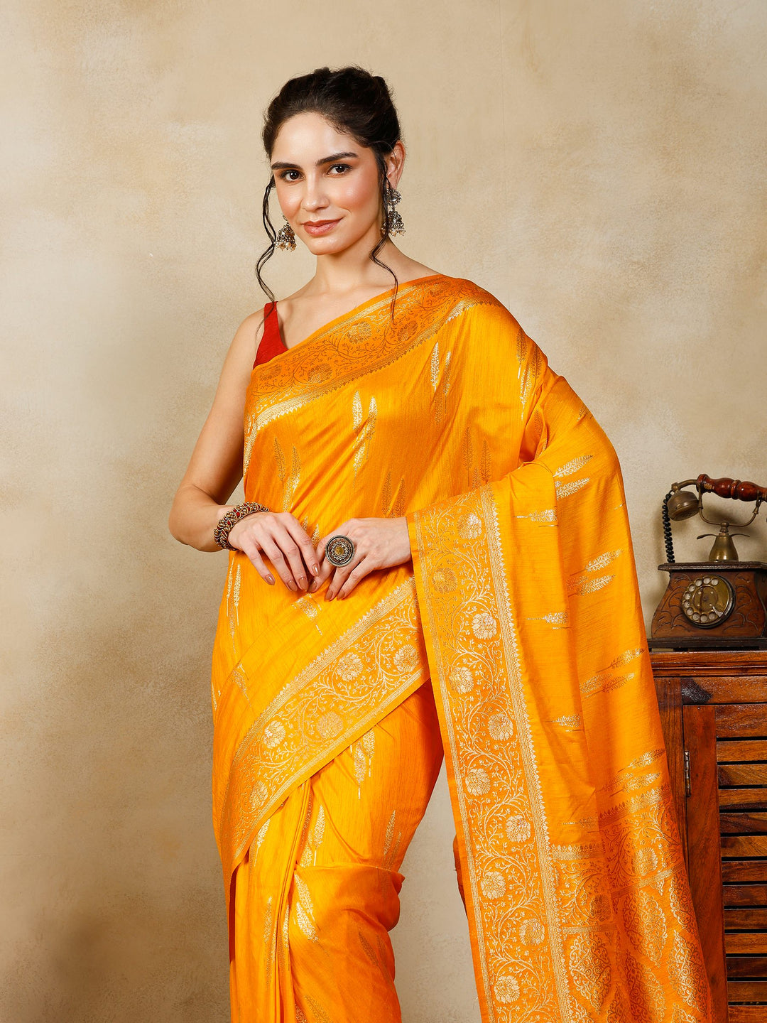 Mustard Woven Design Art Silk Saree