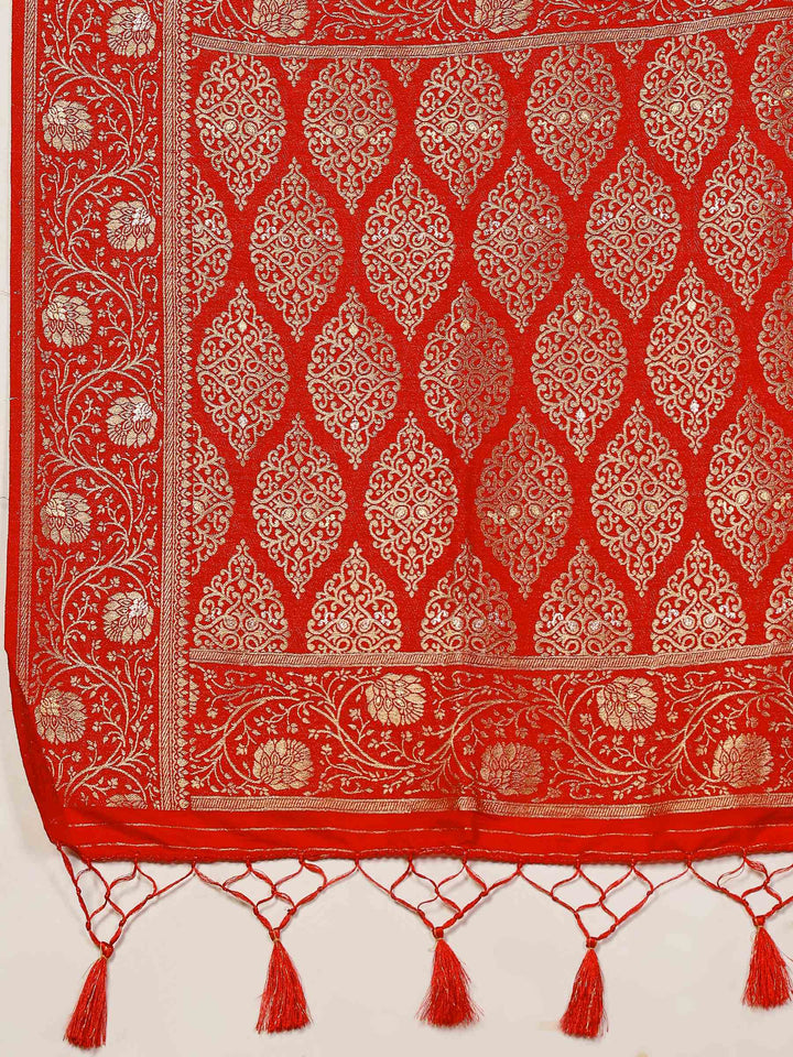 Red Woven Design Art Silk Saree