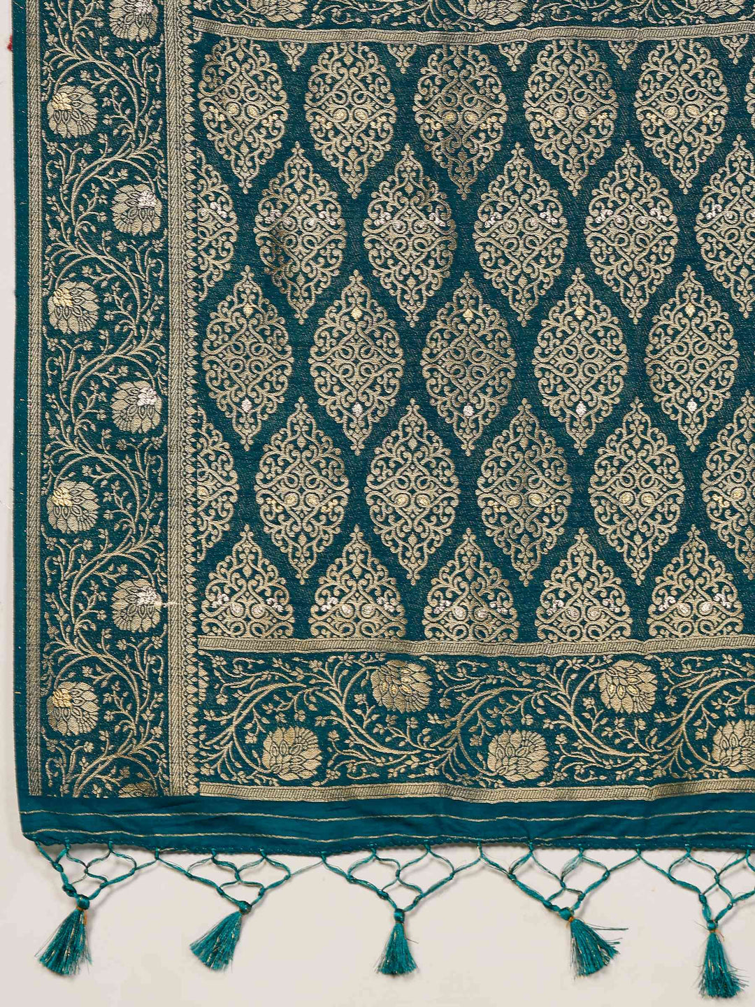 Teal Blue Woven Design Art Silk Saree