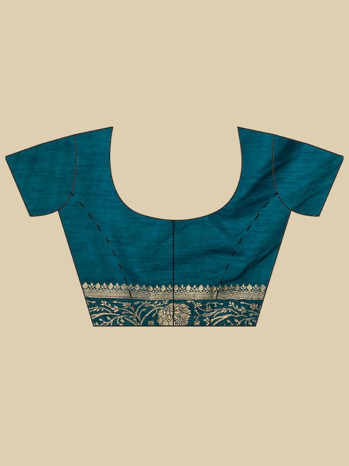 Teal Blue Woven Design Art Silk Saree