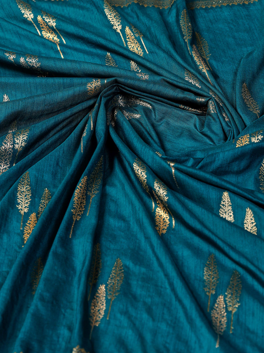 Teal Blue Woven Design Art Silk Saree