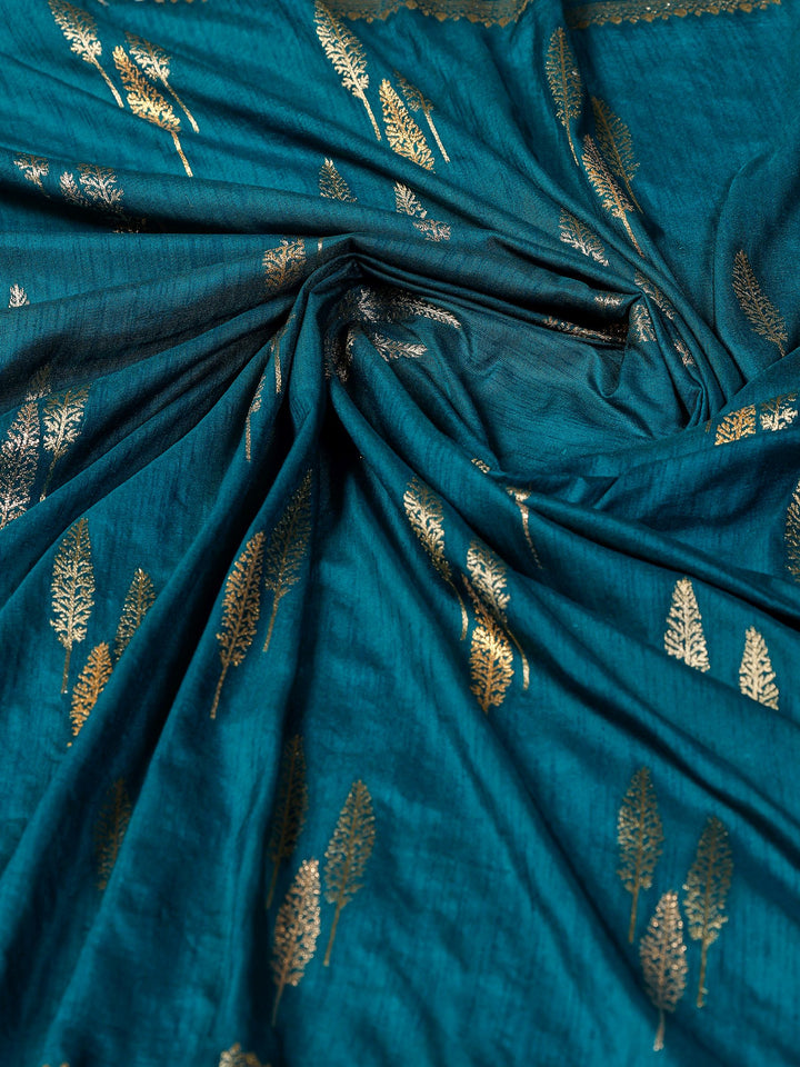 Teal Blue Woven Design Art Silk Saree