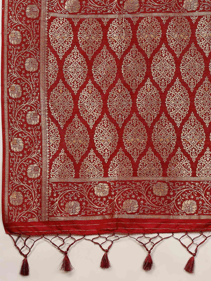 Wine Woven Design Art Silk Saree