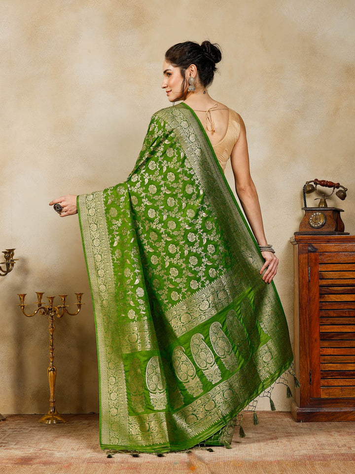 Green Woven Design Art Silk Saree