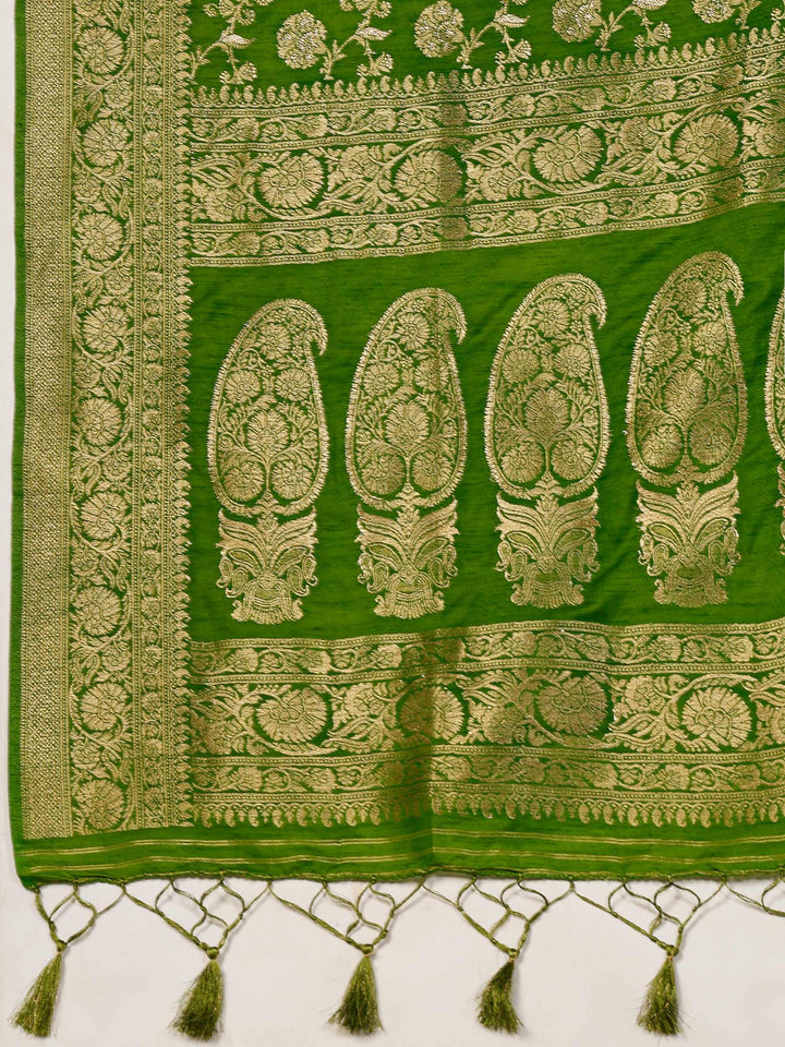 Green Woven Design Art Silk Saree