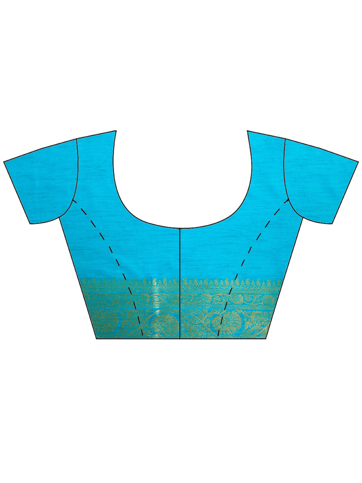 Lake Blue Woven Design Art Silk Saree