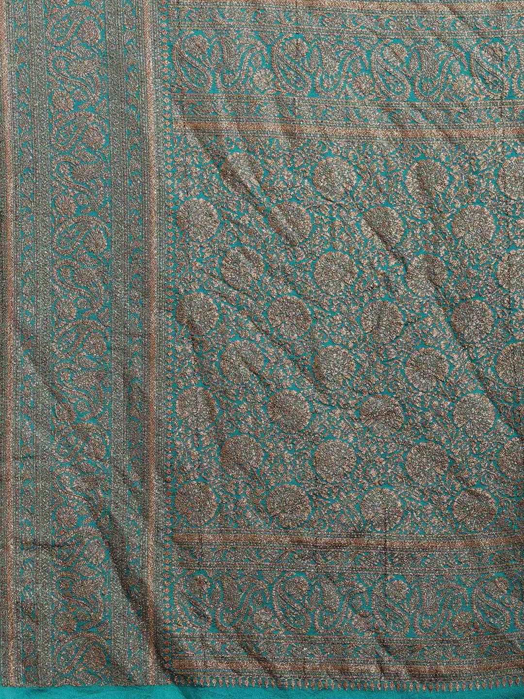 Rama Green Embroidered Georgette Saree