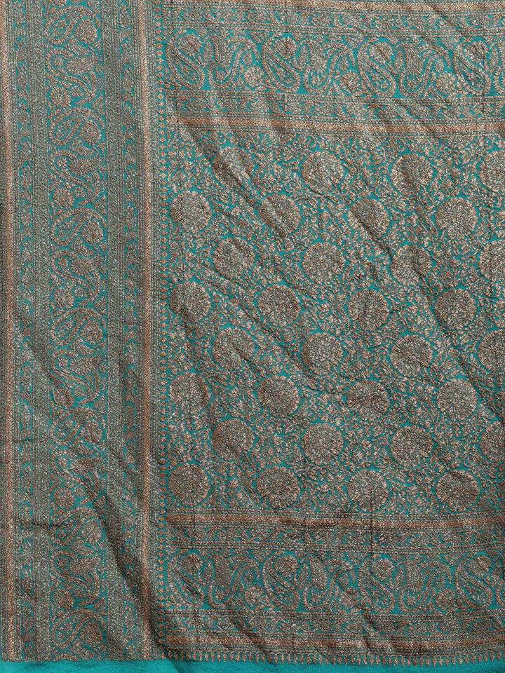 Rama Green Embroidered Georgette Saree