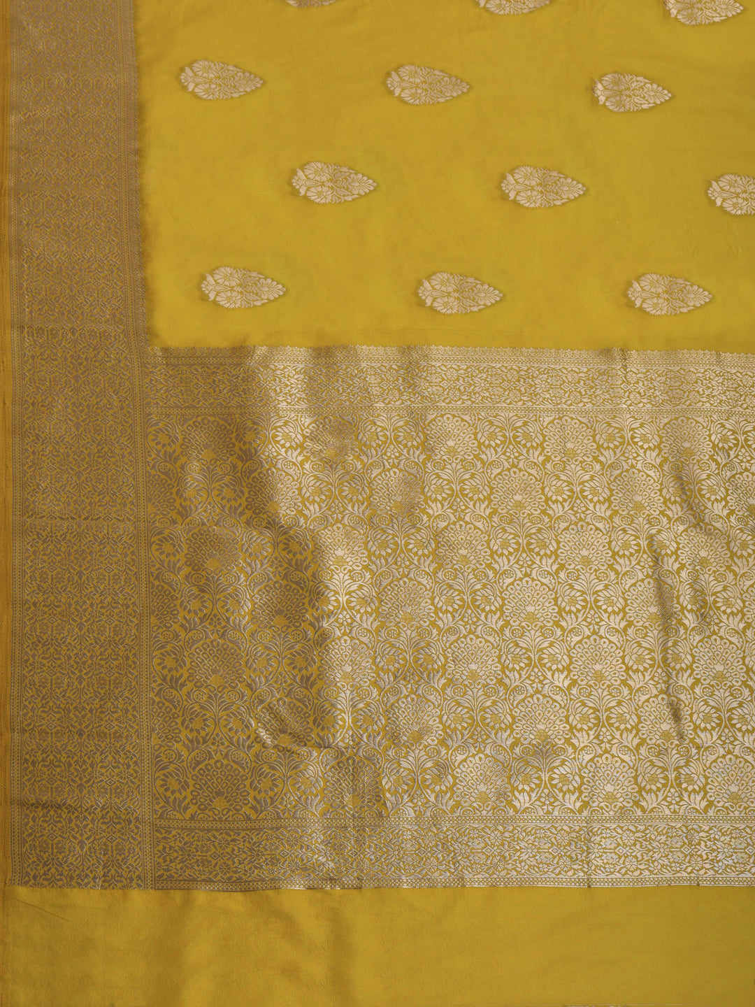 Lemon Zari Work Crepe Saree