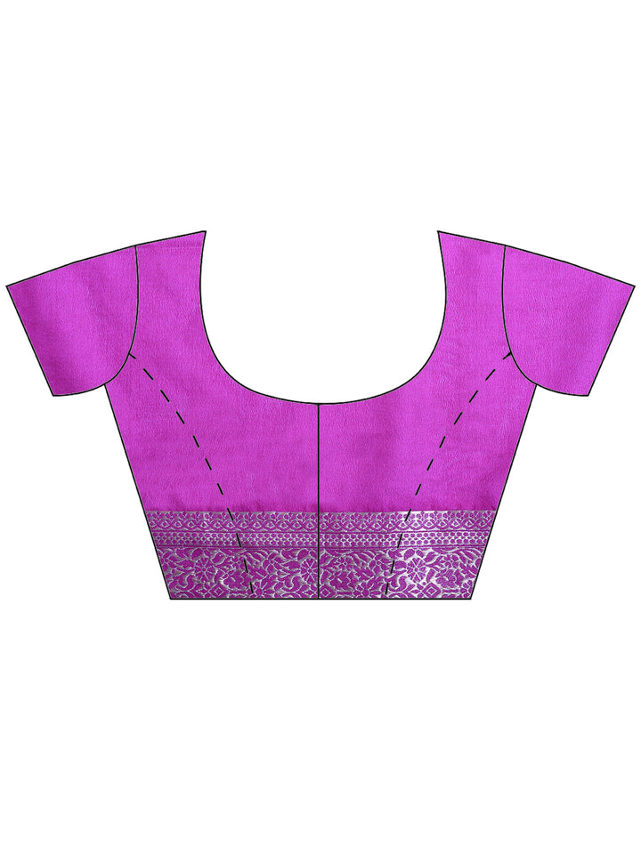 Purple Zari Work Crepe Saree