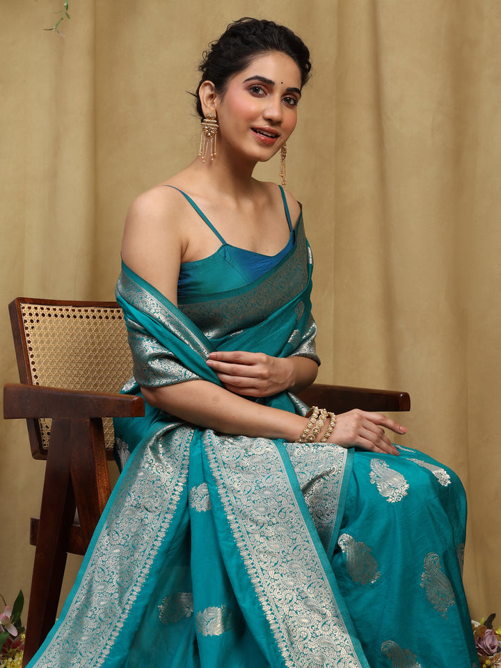 Zari Border Booti Handloom Woven Saree